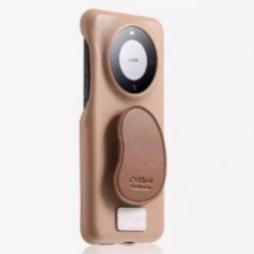 Θήκη TPU για Huawei Mate70 Pro με υφή δέρματος σε γαλακτώδες κίτρινο, πολυτελής αίσθηση, με στήριγμα, συμβατή με Pura70Pro
