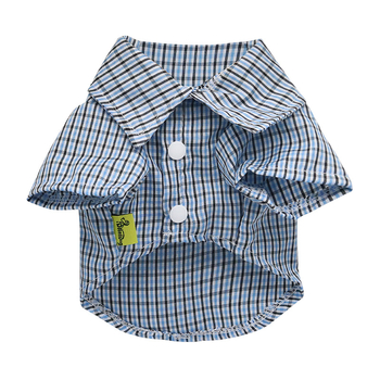 DROOLING DOG Риза за малки кучета с каре в teddy plaid стил, тънък плат, яка с остър връх