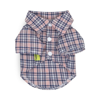 DROOLING DOG Риза за малки кучета с каре в teddy plaid стил, тънък плат, яка с остър връх