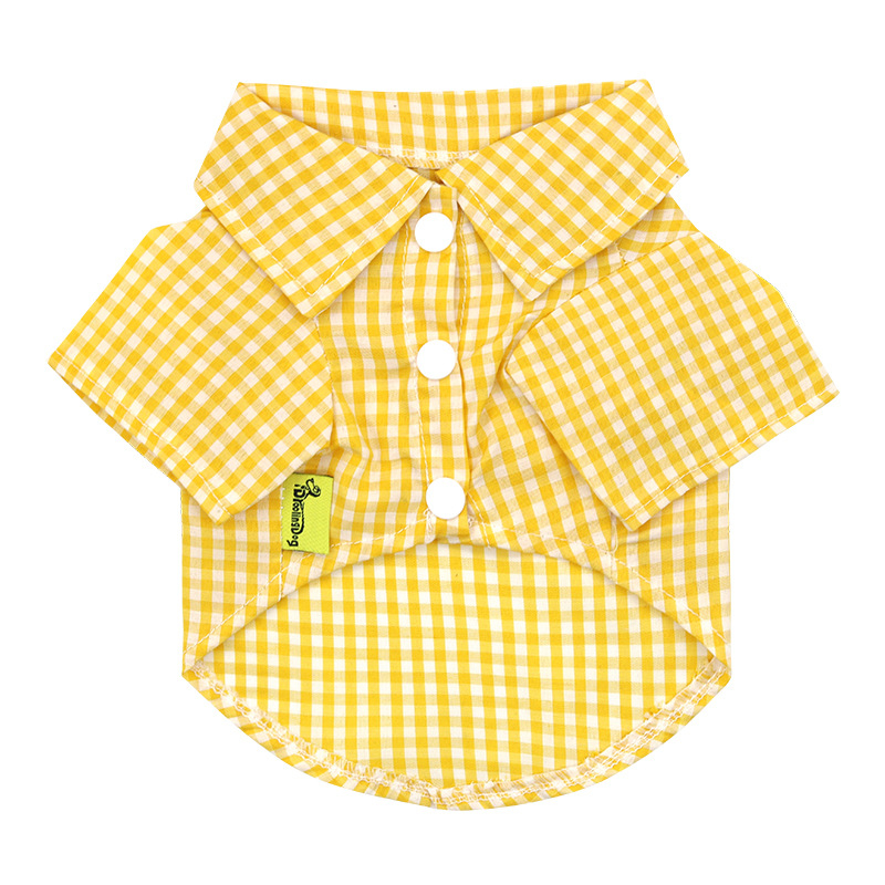 DROOLING DOG Риза за малки кучета с каре в teddy plaid стил, тънък плат, яка с остър връх