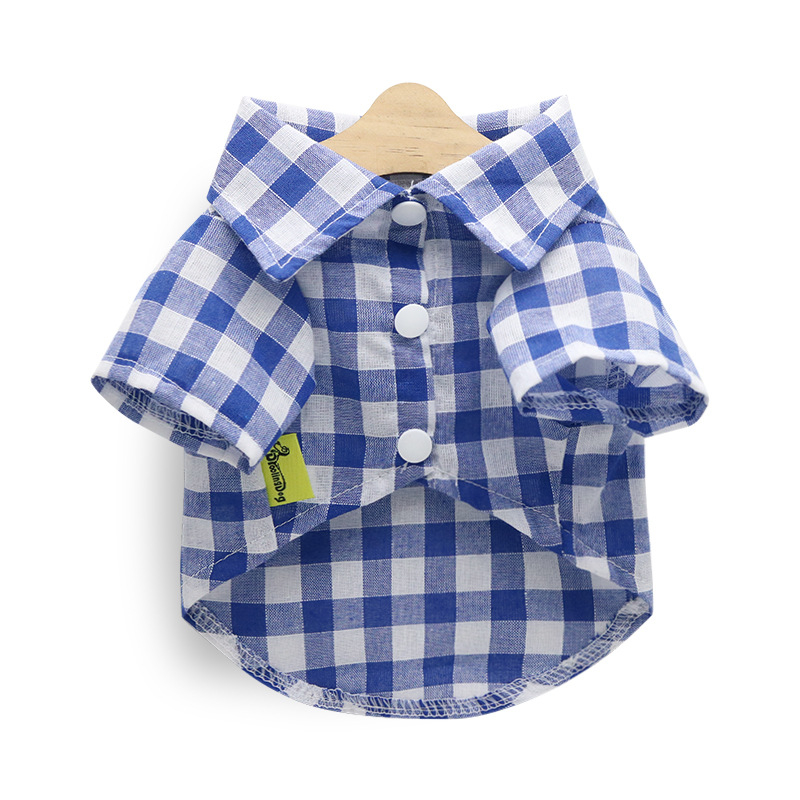 DROOLING DOG Риза за малки кучета с каре в teddy plaid стил, тънък плат, яка с остър връх