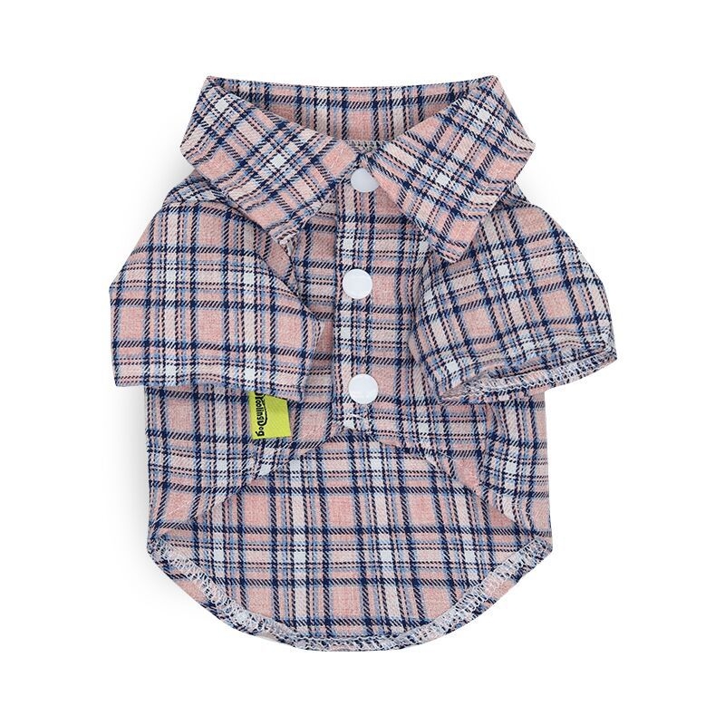 DROOLING DOG Риза за малки кучета с каре в teddy plaid стил, тънък плат, яка с остър връх