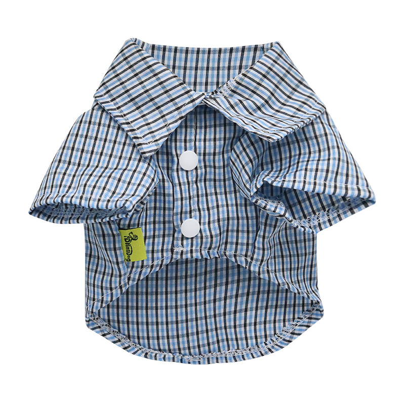 DROOLING DOG Риза за малки кучета с каре в teddy plaid стил, тънък плат, яка с остър връх