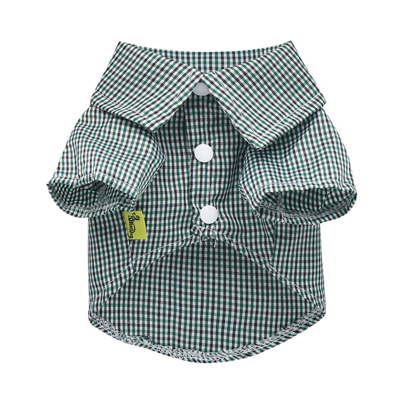 DROOLING DOG Риза за малки кучета с каре в teddy plaid стил, тънък плат, яка с остър връх