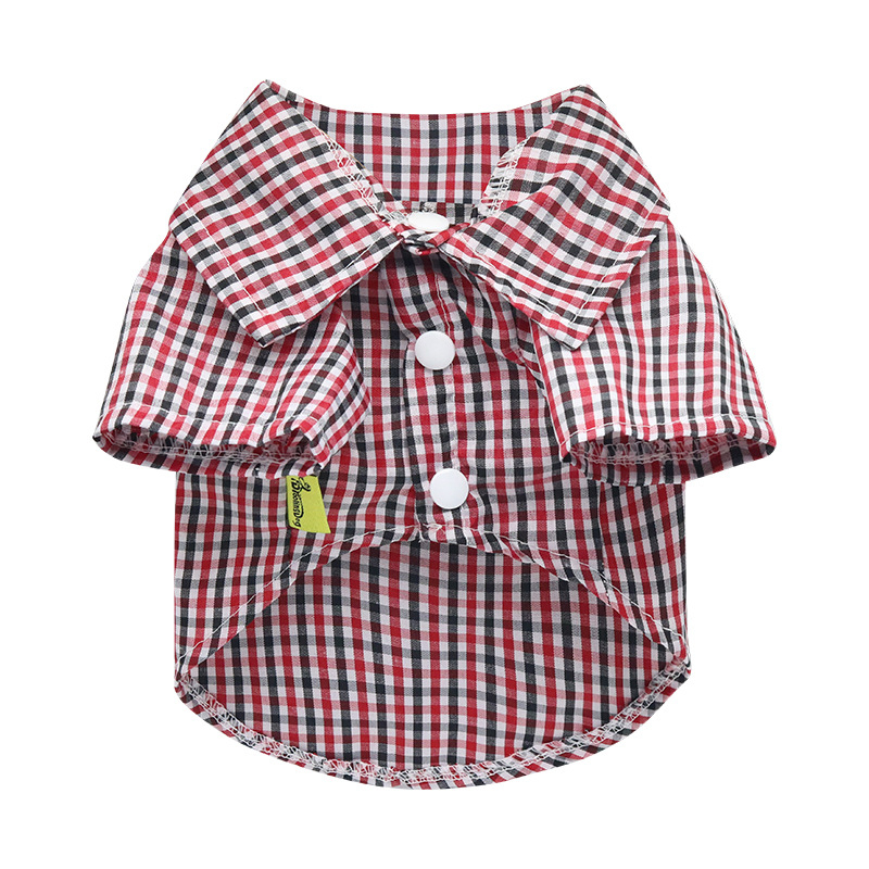 DROOLING DOG Риза за малки кучета с каре в teddy plaid стил, тънък плат, яка с остър връх