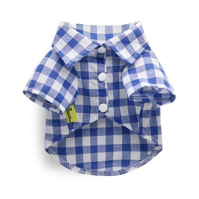 DROOLING DOG Риза за малки кучета с каре в teddy plaid стил, тънък плат, яка с остър връх