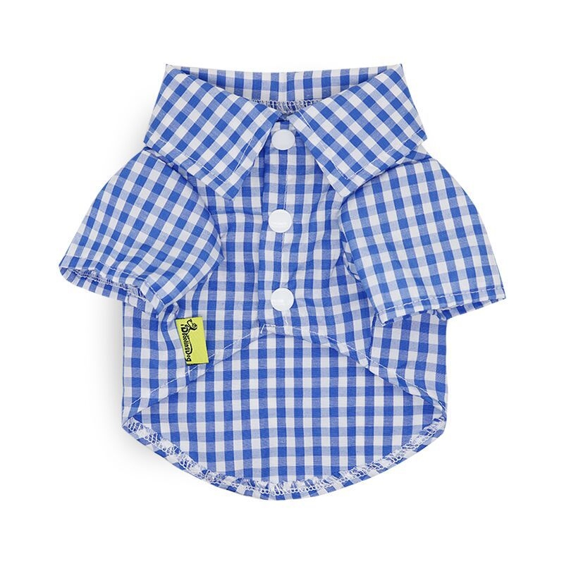 DROOLING DOG Риза за малки кучета с каре в teddy plaid стил, тънък плат, яка с остър връх