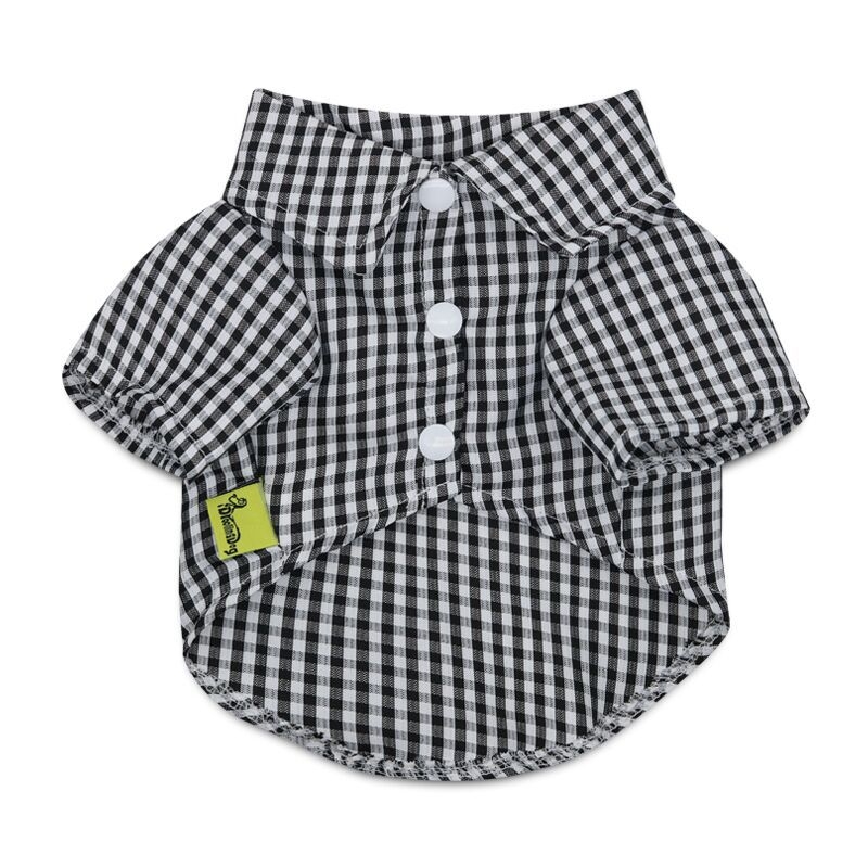 DROOLING DOG Риза за малки кучета с каре в teddy plaid стил, тънък плат, яка с остър връх