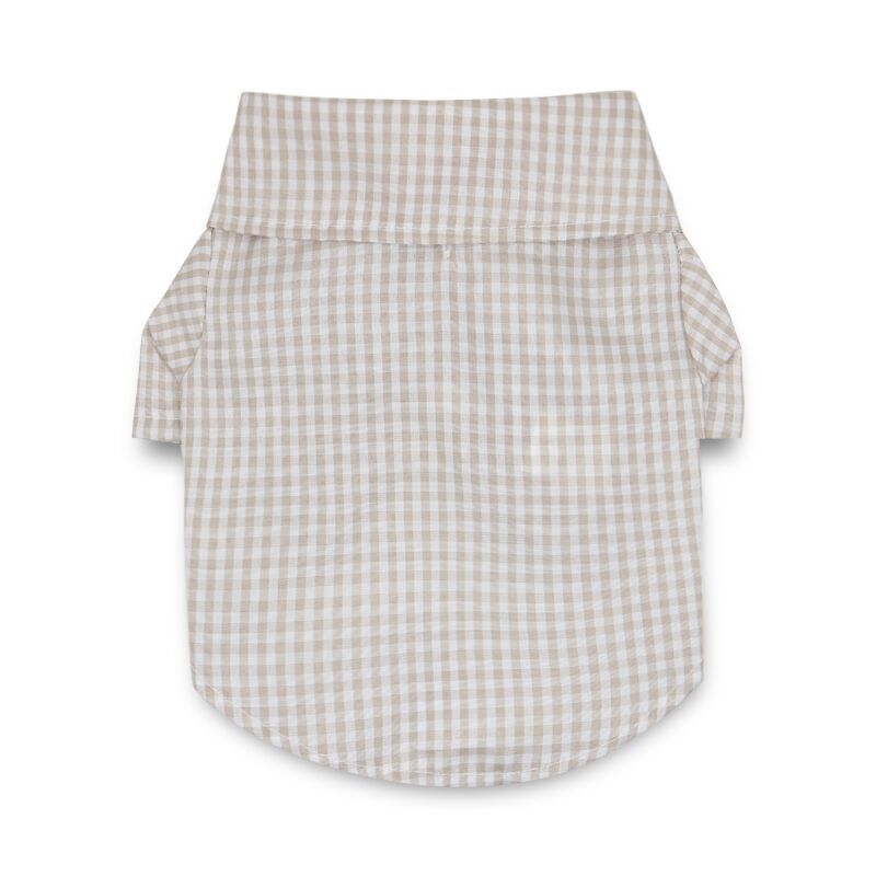 DROOLING DOG Риза за малки кучета с каре в teddy plaid стил, тънък плат, яка с остър връх