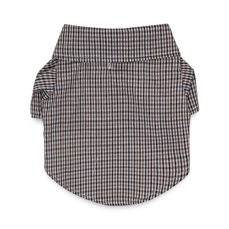 DROOLING DOG Риза за малки кучета с каре в teddy plaid стил, тънък плат, яка с остър връх
