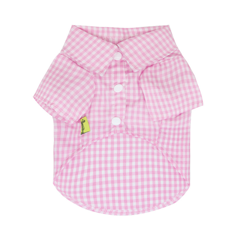 DROOLING DOG Риза за малки кучета с каре в teddy plaid стил, тънък плат, яка с остър връх