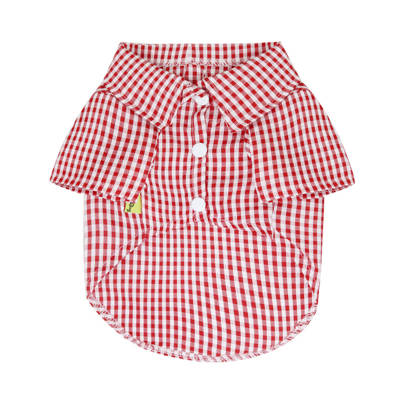 DROOLING DOG Риза за малки кучета с каре в teddy plaid стил, тънък плат, яка с остър връх