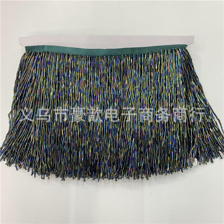 Dantelă cu mărgele și ciucuri, 15 cm lungime, accesorii textile pentru ținute de dans și decorarea rochiilor