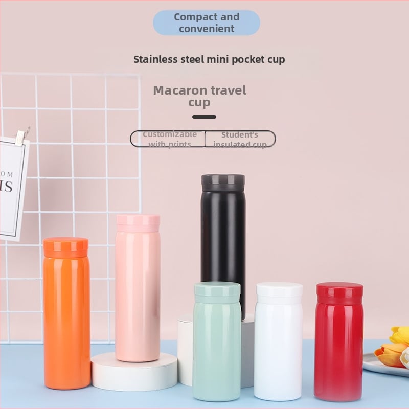 Cană mini în buzunar din oțel inoxidabil 304 — izolație în vid, culoare macaron, cană portabilă pentru mașină