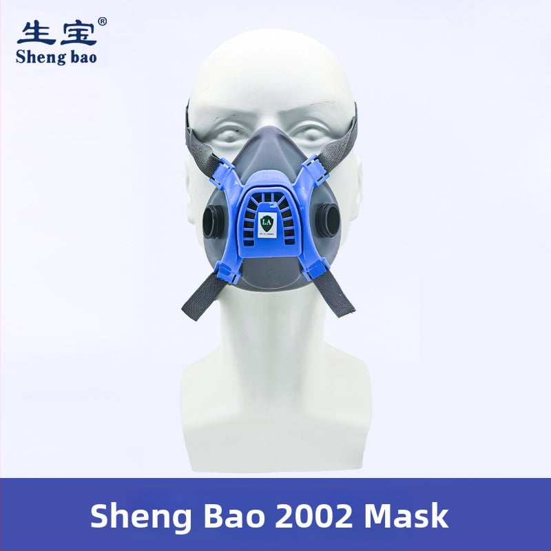 Shengbao GM2002 félmaszk por- és gázvédelméhez, szilikonból készült maszk önálló szűrővel neorganikus savas gázok ellen