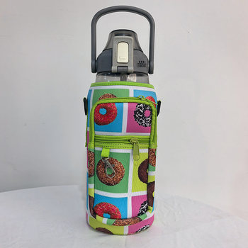 Protecție izolată pentru ceașcă în stil desen animat, curea cross-body, capacitate mare, material de scufundare, izolație termică, anti-cădere, husă portabilă pentru ceașcă