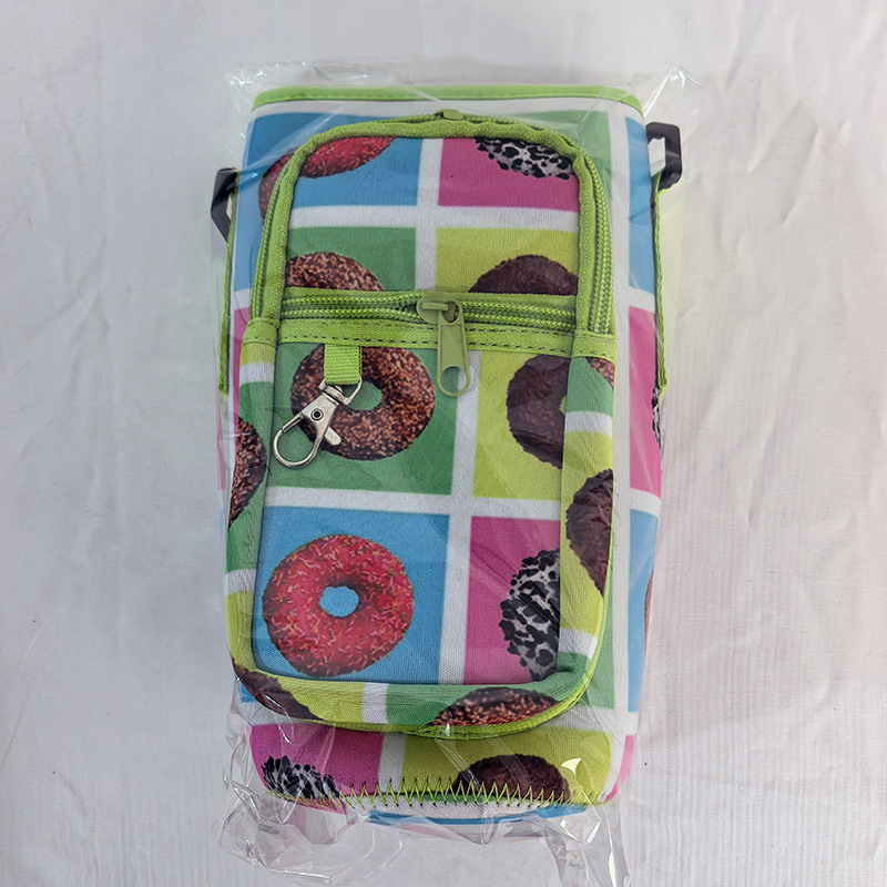 Protecție izolată pentru ceașcă în stil desen animat, curea cross-body, capacitate mare, material de scufundare, izolație termică, anti-cădere, husă portabilă pentru ceașcă