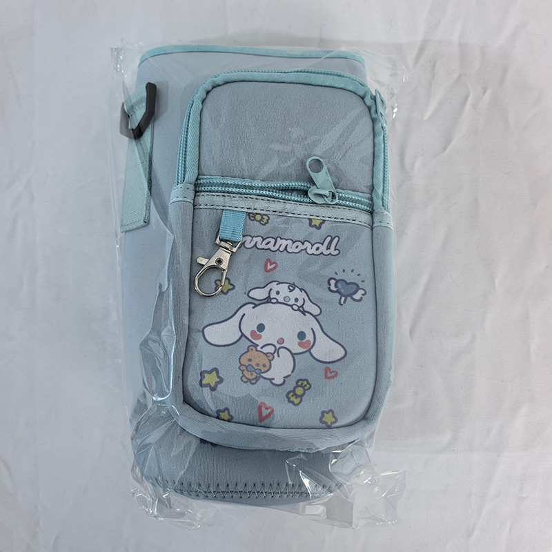 Protecție izolată pentru ceașcă în stil desen animat, curea cross-body, capacitate mare, material de scufundare, izolație termică, anti-cădere, husă portabilă pentru ceașcă