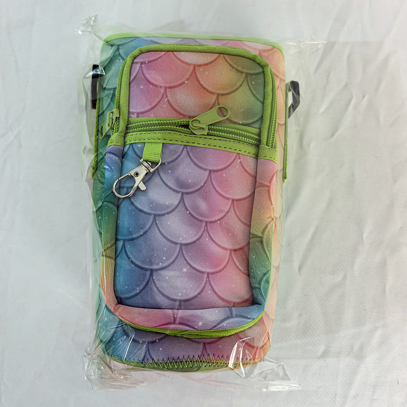 Protecție izolată pentru ceașcă în stil desen animat, curea cross-body, capacitate mare, material de scufundare, izolație termică, anti-cădere, husă portabilă pentru ceașcă
