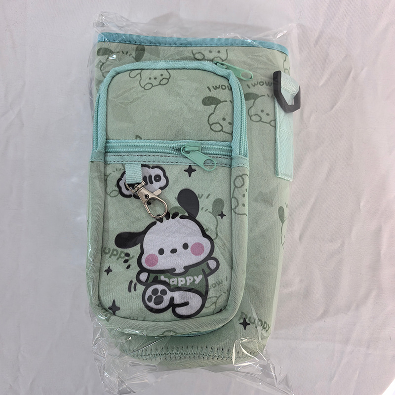 Protecție izolată pentru ceașcă în stil desen animat, curea cross-body, capacitate mare, material de scufundare, izolație termică, anti-cădere, husă portabilă pentru ceașcă
