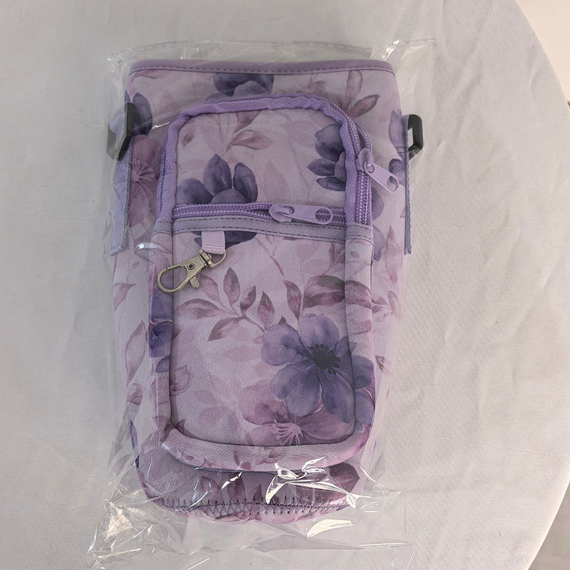 Protecție izolată pentru ceașcă în stil desen animat, curea cross-body, capacitate mare, material de scufundare, izolație termică, anti-cădere, husă portabilă pentru ceașcă