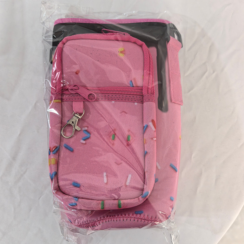 Protecție izolată pentru ceașcă în stil desen animat, curea cross-body, capacitate mare, material de scufundare, izolație termică, anti-cădere, husă portabilă pentru ceașcă