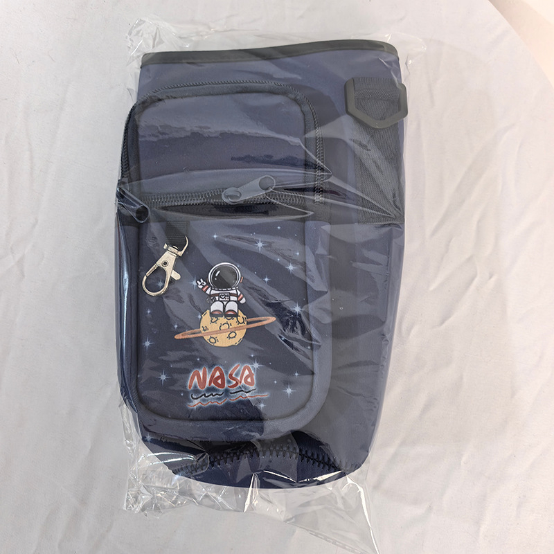 Protecție izolată pentru ceașcă în stil desen animat, curea cross-body, capacitate mare, material de scufundare, izolație termică, anti-cădere, husă portabilă pentru ceașcă