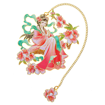 Semn de carte din alamă cu decupaj - Zeița florilor din decembrie, în stil chinezesc clasic, metal