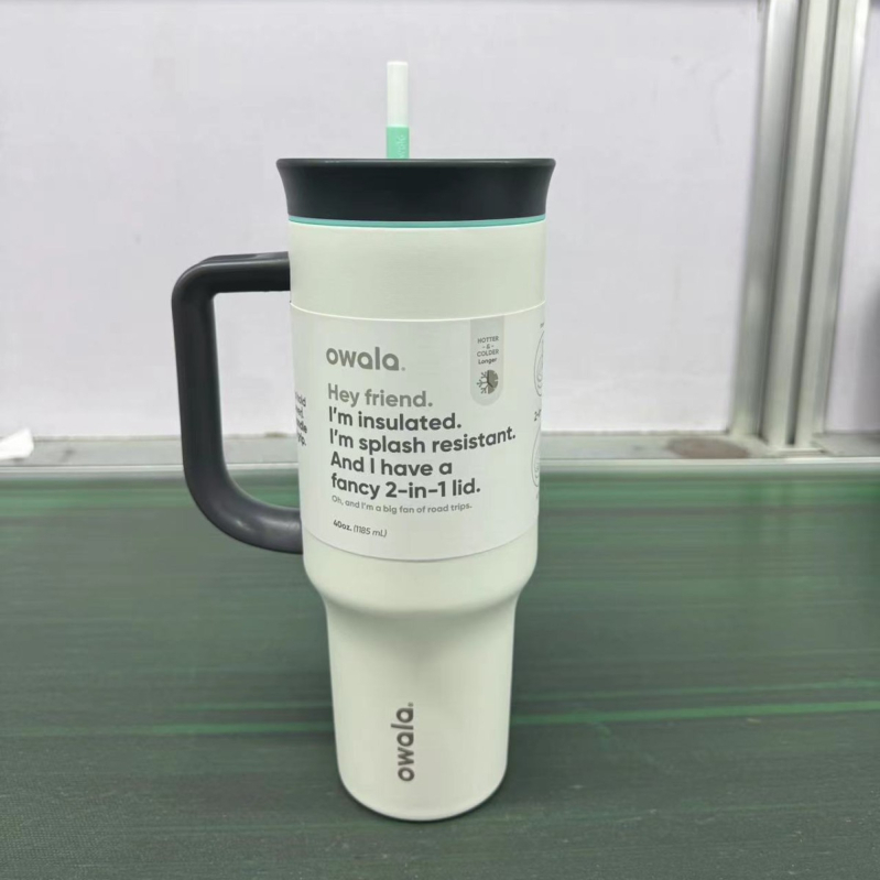 Cana termică auto din oțel inoxidabil 40oz, cu mâner și pai