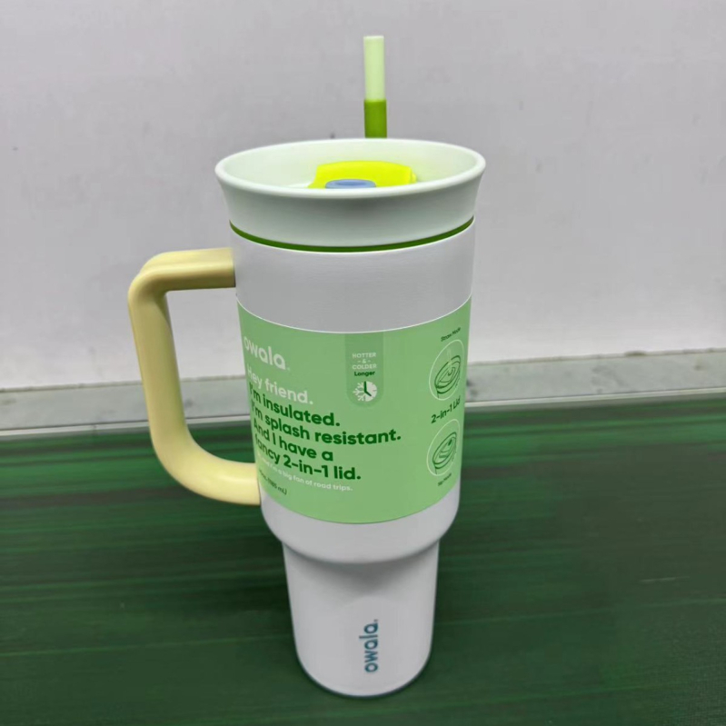 Cana termică auto din oțel inoxidabil 40oz, cu mâner și pai