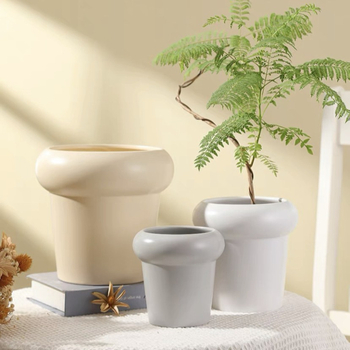 Ghiveci ceramic pentru orhidee, alb, stil minimalist crem, lux, mic