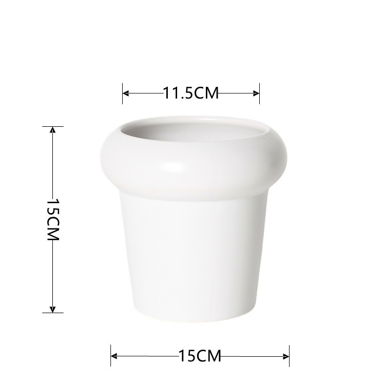 Ghiveci ceramic pentru orhidee, alb, stil minimalist crem, lux, mic