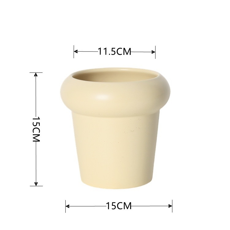 Ghiveci ceramic pentru orhidee, alb, stil minimalist crem, lux, mic