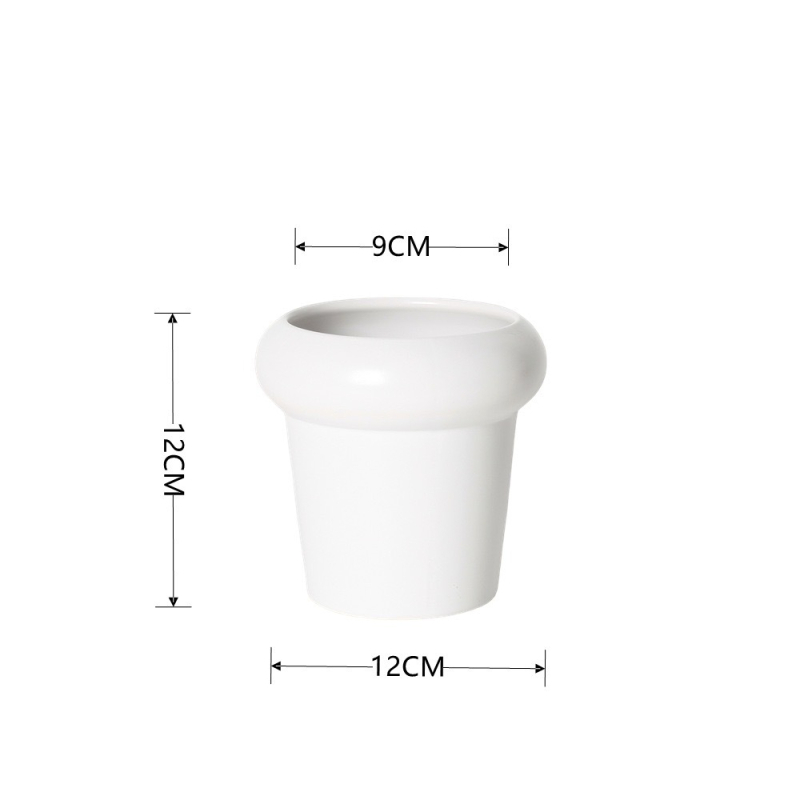 Ghiveci ceramic pentru orhidee, alb, stil minimalist crem, lux, mic