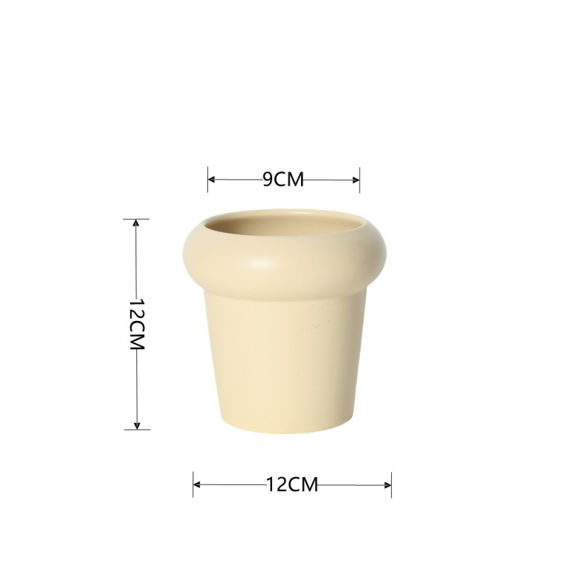 Ghiveci ceramic pentru orhidee, alb, stil minimalist crem, lux, mic