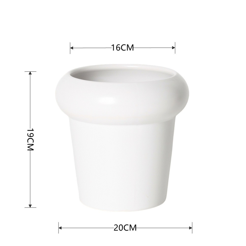 Ghiveci ceramic pentru orhidee, alb, stil minimalist crem, lux, mic