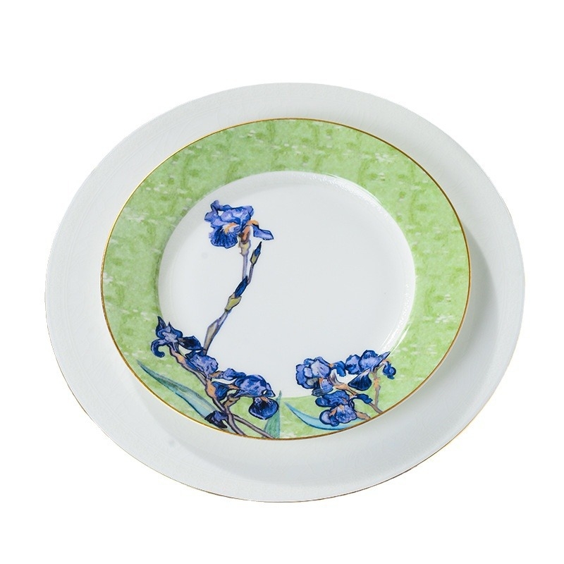 Set cești de cafea și farfurie Iris Series din bone china – ceai de după-amiază