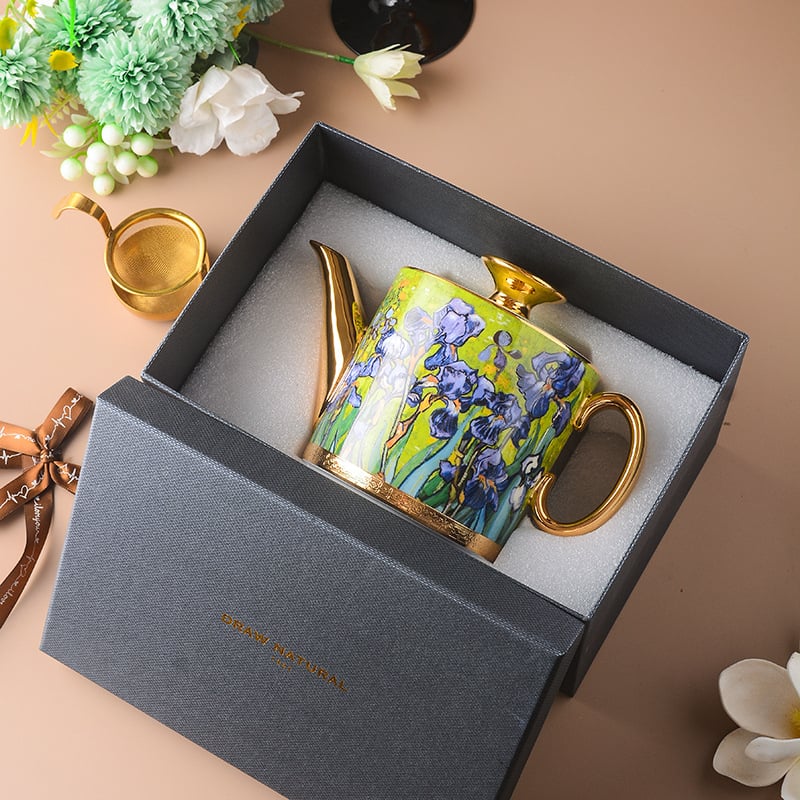 Set cești de cafea și farfurie Iris Series din bone china – ceai de după-amiază