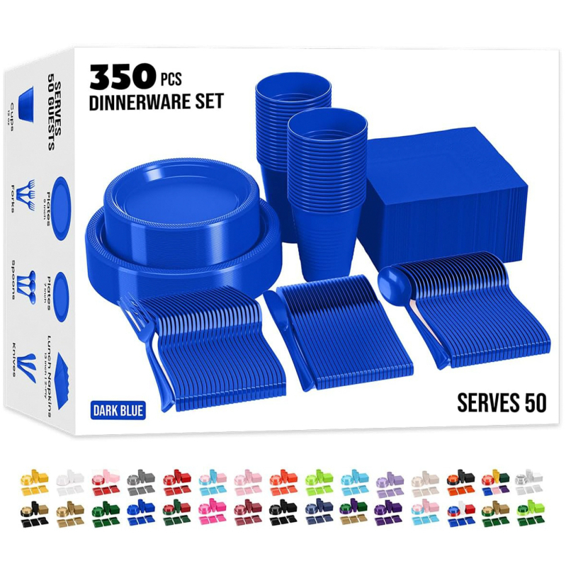 Set de farfurii și pahare din plastic, de unică folosință, culoare solidă, pentru petrecere de ziua de naștere, 30 de invitați