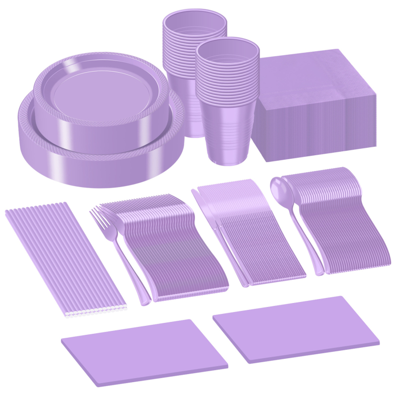 Set de farfurii și pahare din plastic, de unică folosință, culoare solidă, pentru petrecere de ziua de naștere, 30 de invitați
