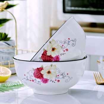 Bol din porțelan cu os pentru uz casnic — set de vase cu bol și farfurie, design creativ
