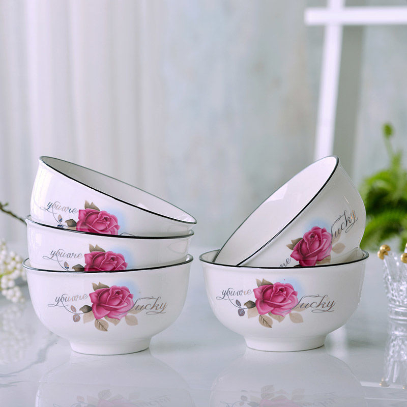 Bol din porțelan cu os pentru uz casnic — set de vase cu bol și farfurie, design creativ