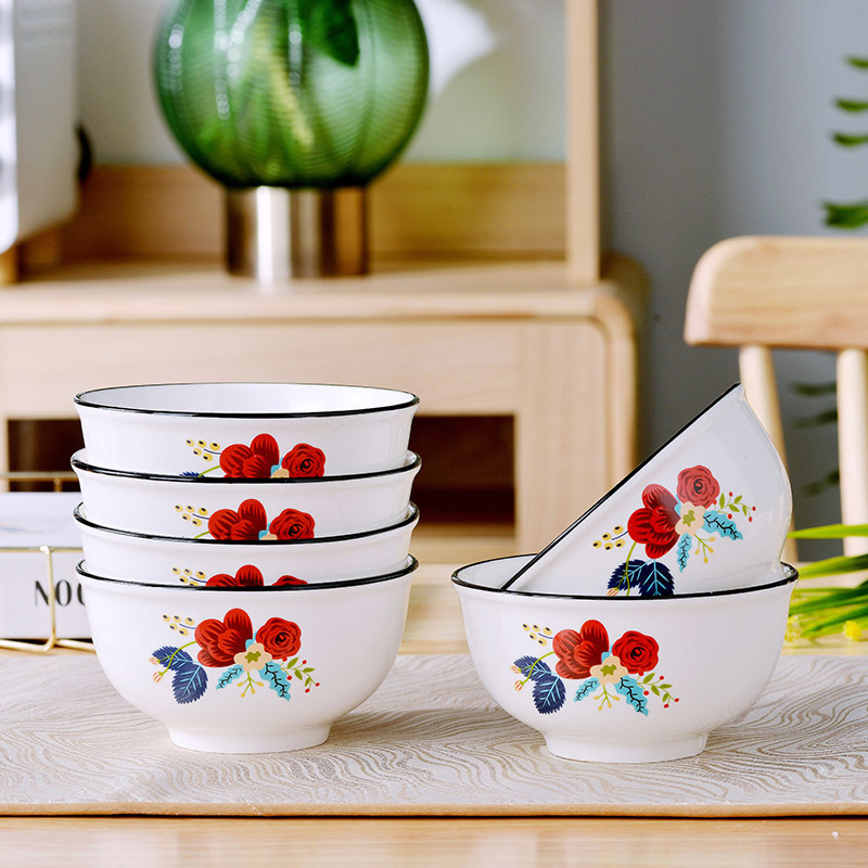 Bol din porțelan cu os pentru uz casnic — set de vase cu bol și farfurie, design creativ