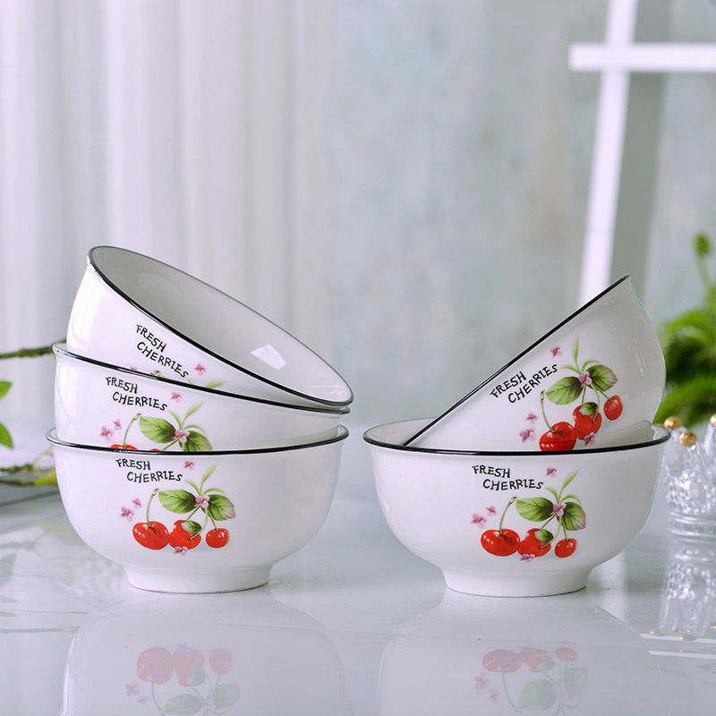 Bol din porțelan cu os pentru uz casnic — set de vase cu bol și farfurie, design creativ