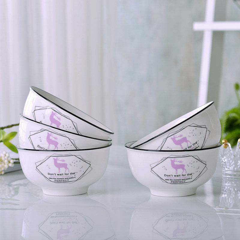 Bol din porțelan cu os pentru uz casnic — set de vase cu bol și farfurie, design creativ