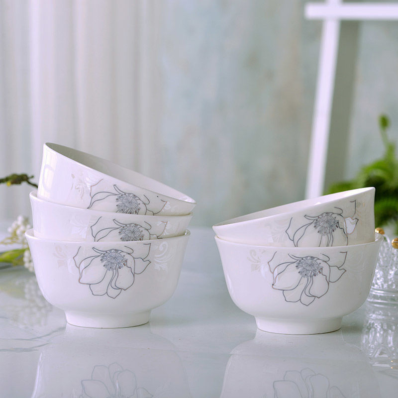 Bol din porțelan cu os pentru uz casnic — set de vase cu bol și farfurie, design creativ