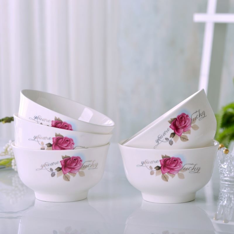 Bol din porțelan cu os pentru uz casnic — set de vase cu bol și farfurie, design creativ