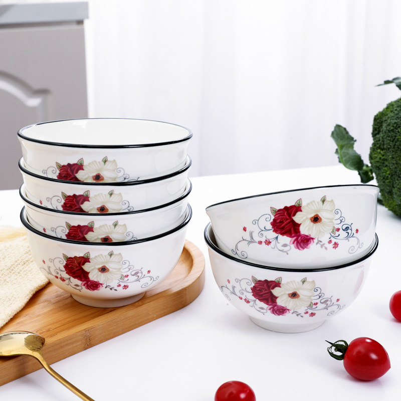 Bol din porțelan cu os pentru uz casnic — set de vase cu bol și farfurie, design creativ