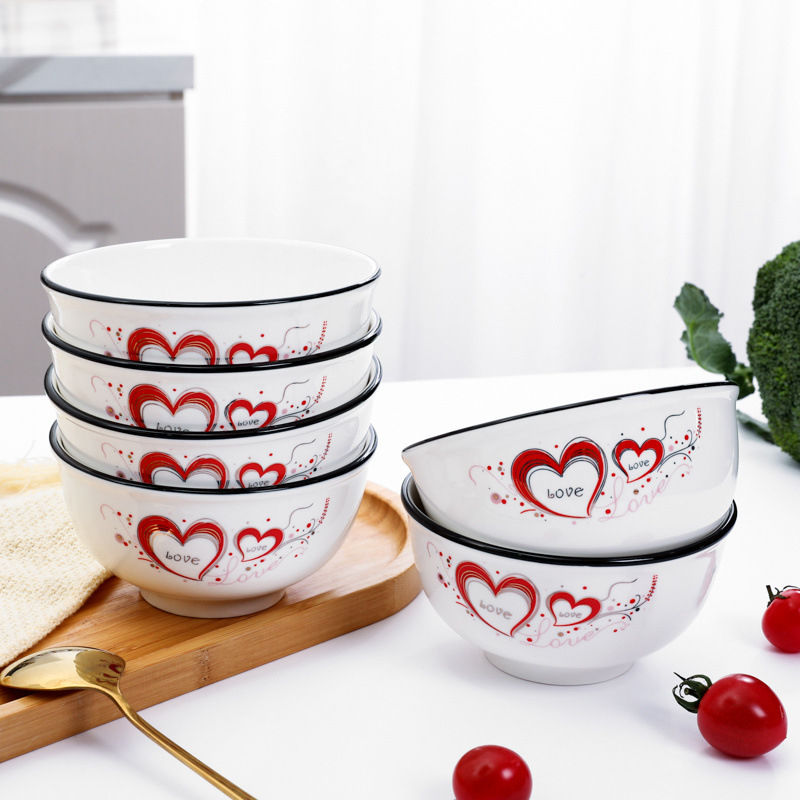Bol din porțelan cu os pentru uz casnic — set de vase cu bol și farfurie, design creativ