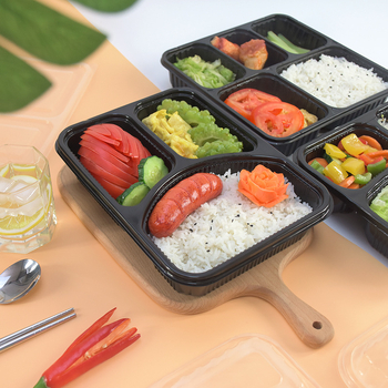 Gepai cutii de prânz de unică folosință, cu 3, 4 sau 5 compartimente, cutii bento cu mai multe compartimente pentru take-away